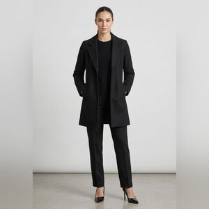 VERA MODA Classic Black Folded Lapel Collar Long Open Blazer Coat - Size XS